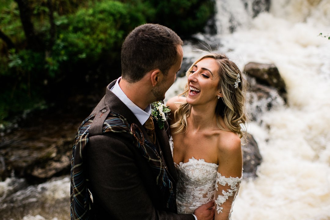 Waterfall wedding portrait