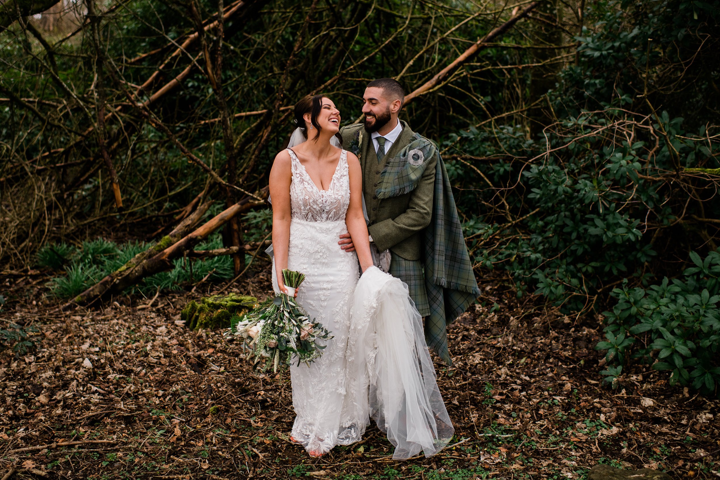 Bride and groom at Cornhill Castle