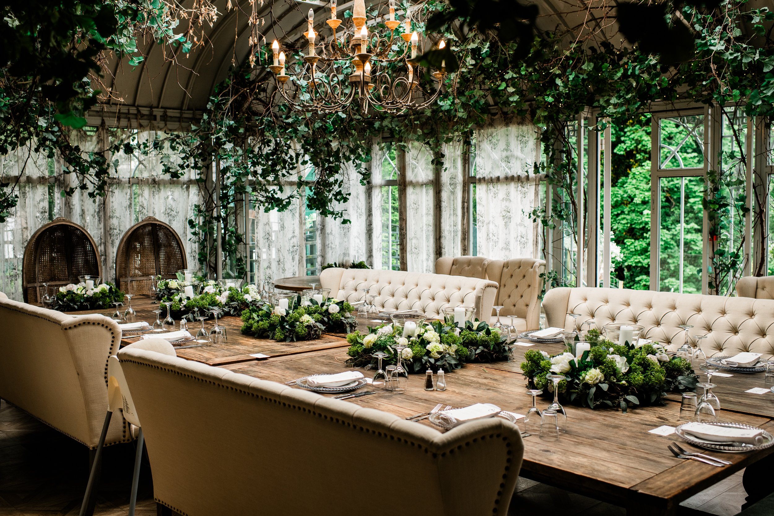 Branxholm Park Orangery set for a wedding