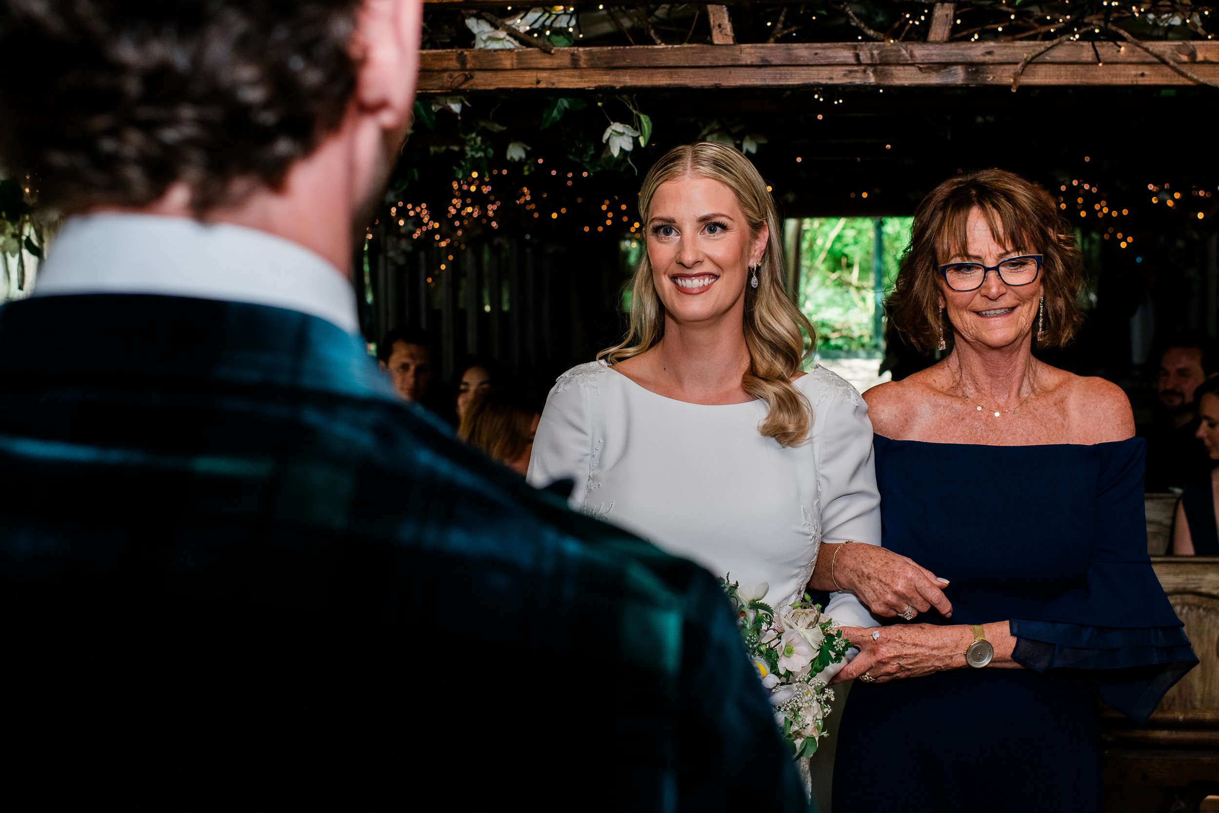 Bride walking down aisle at branxholm park