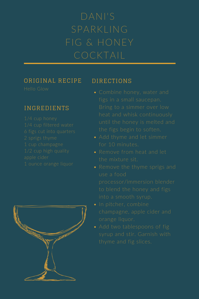Dani’s Favorite Thanksgiving Cocktail : Let’s be honest, this girl’s cooking is comparable to Rachel Green and her Trifle . Cheers.