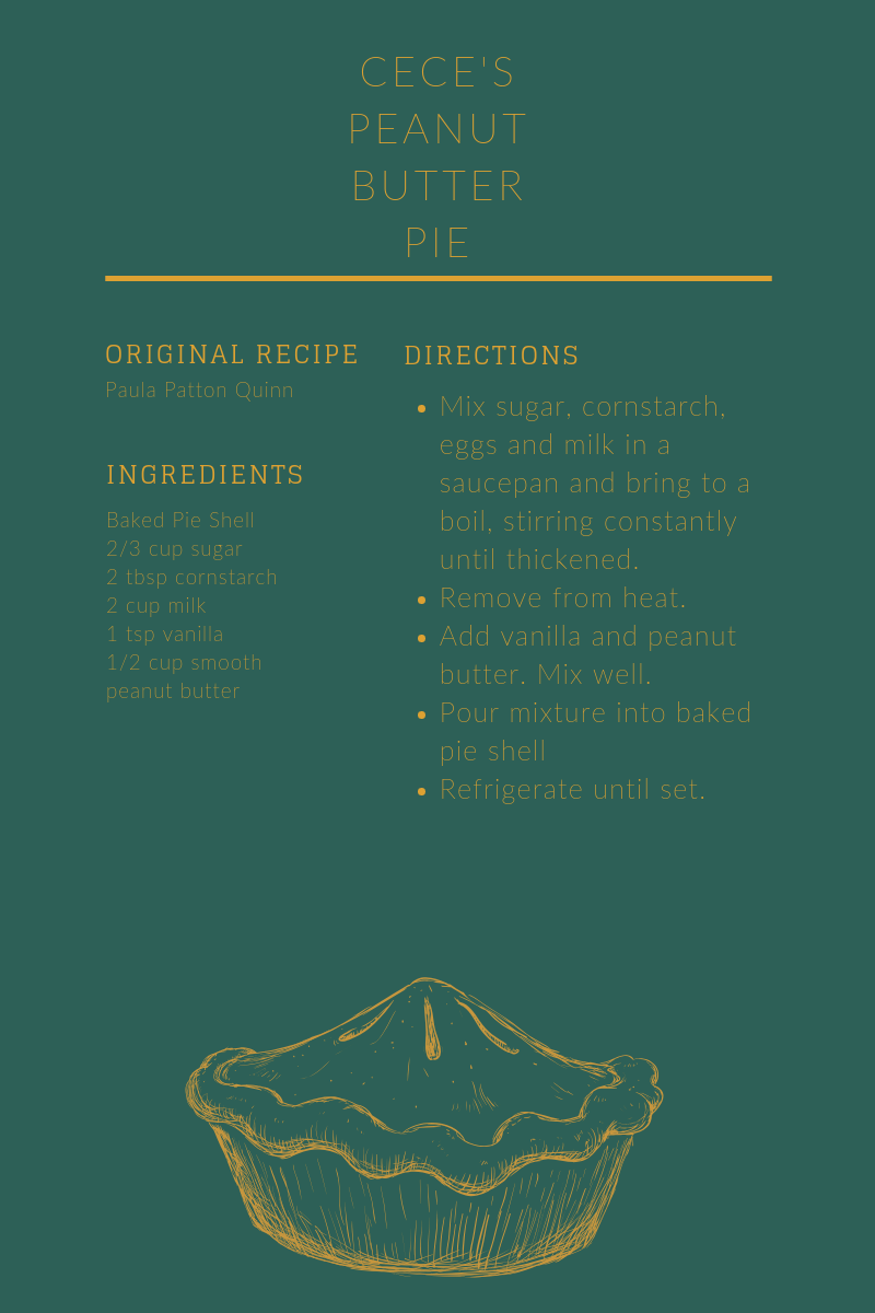 Cece’s Mother-In-Law Peanut Butter Pie: Paula Patton Quinn knows what she’s doing, that’s for sure. Treat yo’self with this magical recipe.
