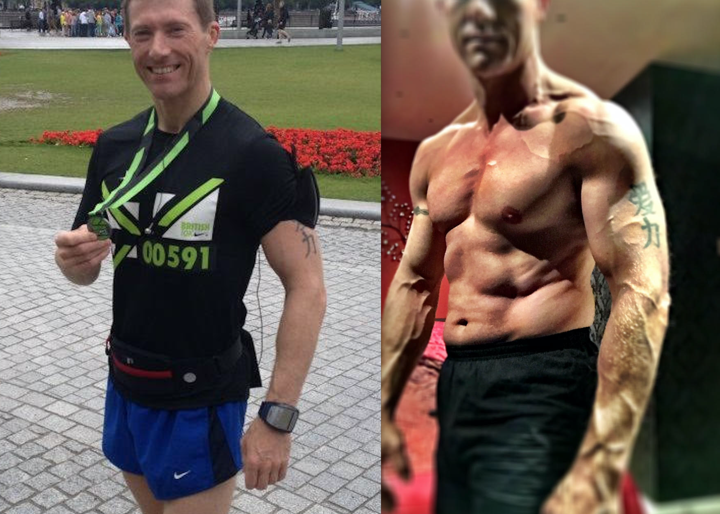 TROY, 2013 BEFORE JOINING MVMT42. ON THE RIGHT IS TROY DURING HIS 2017 OFF PEAK SEASON