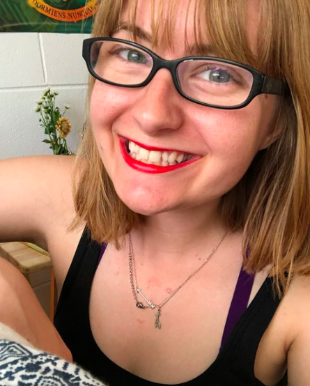 I’m not sure why I have red lipstick, but somehow I acquired it. I put this on simply for this picture and post, and then promptly took it off.