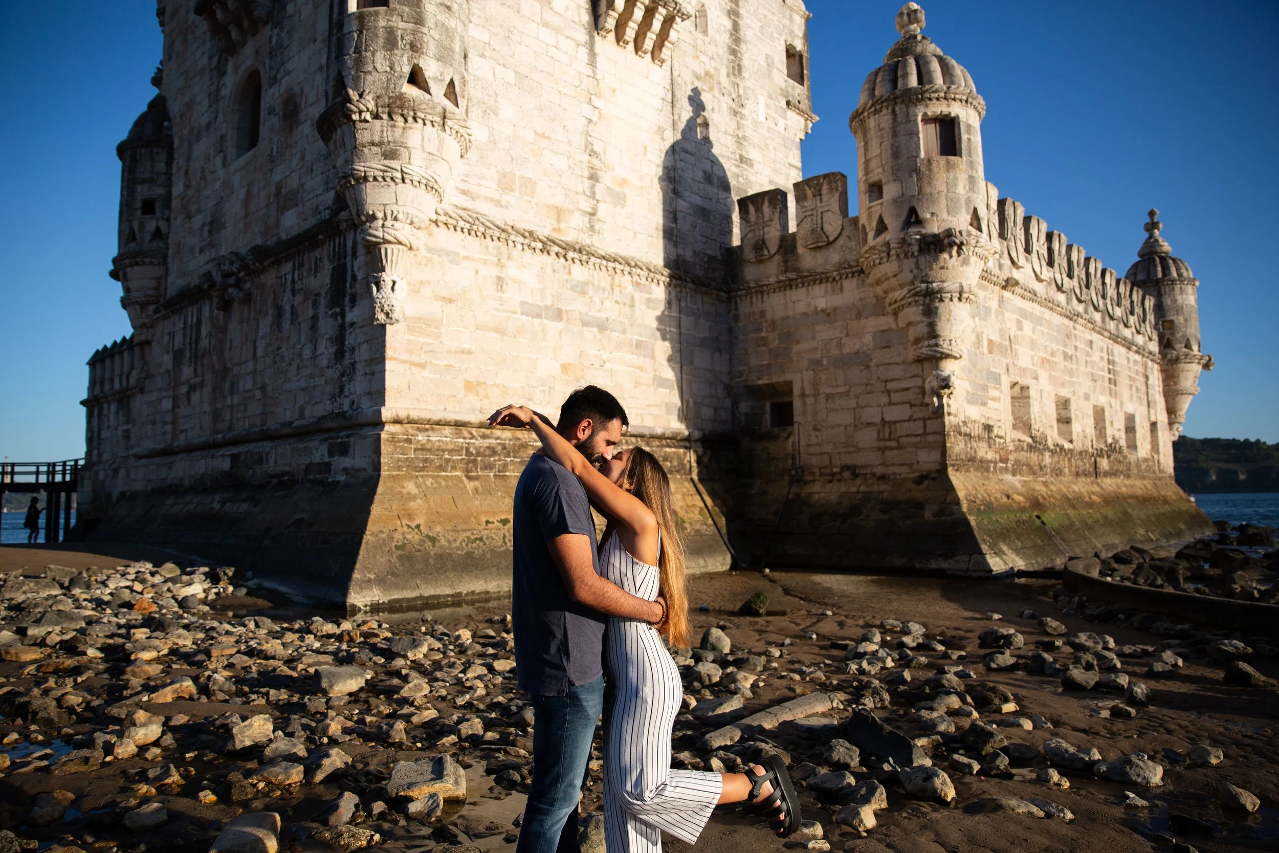 Engagement photoshoot in Belém near the Belém Tower.