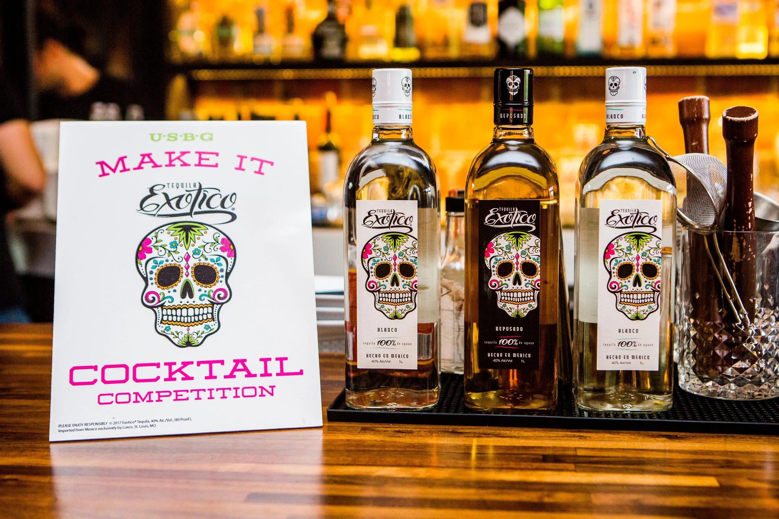 Professional cocktail event photography in Lisbon, Portugal, capturing the branded content of the event host, Exotico Tequila. 