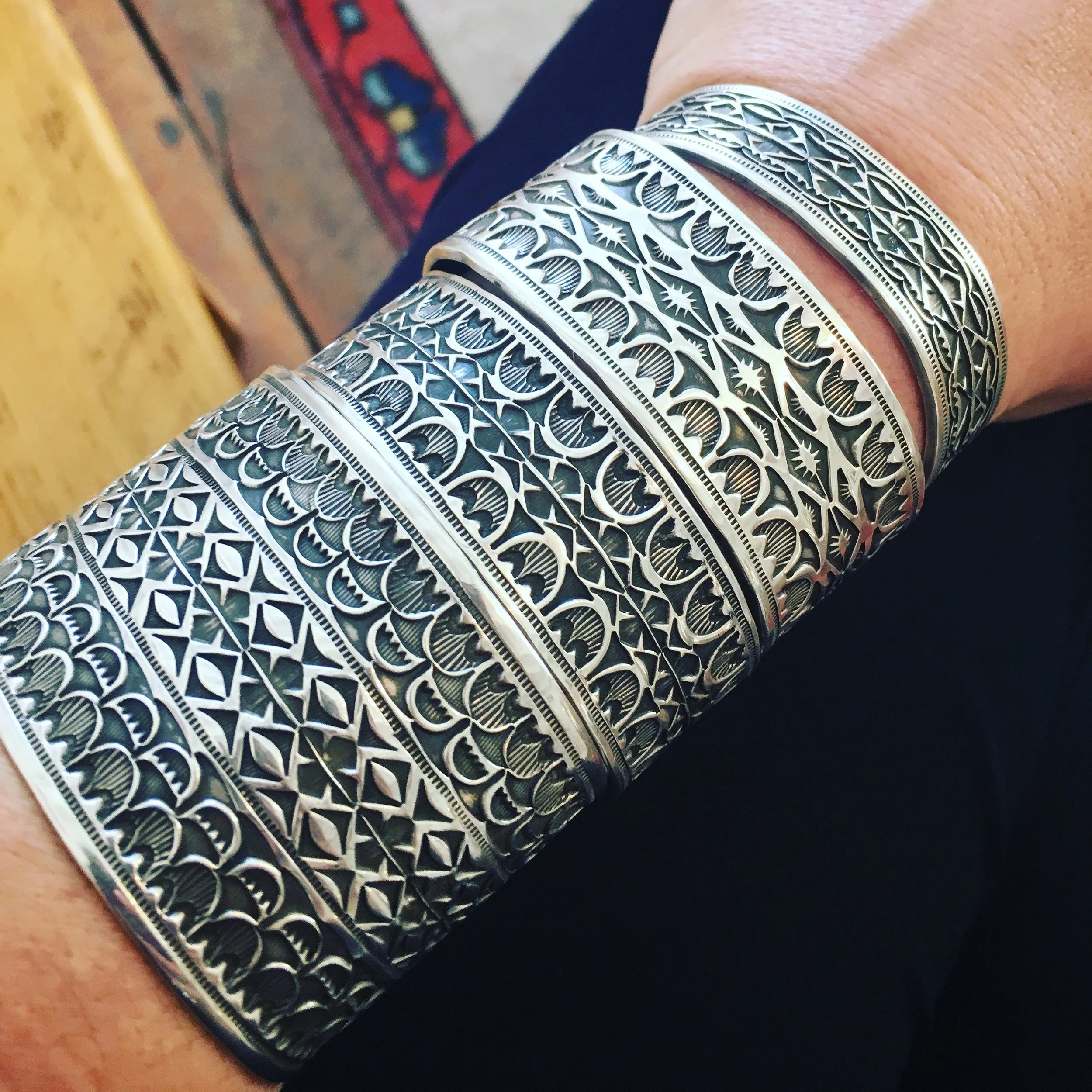 Stamped Silver Cuff Bracelets