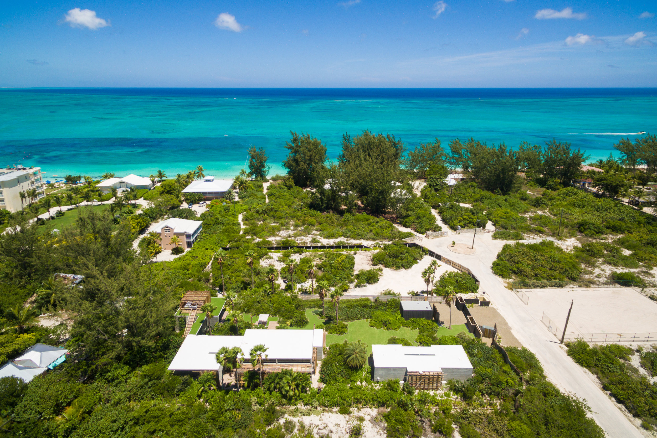 Villa white roofs in foreground