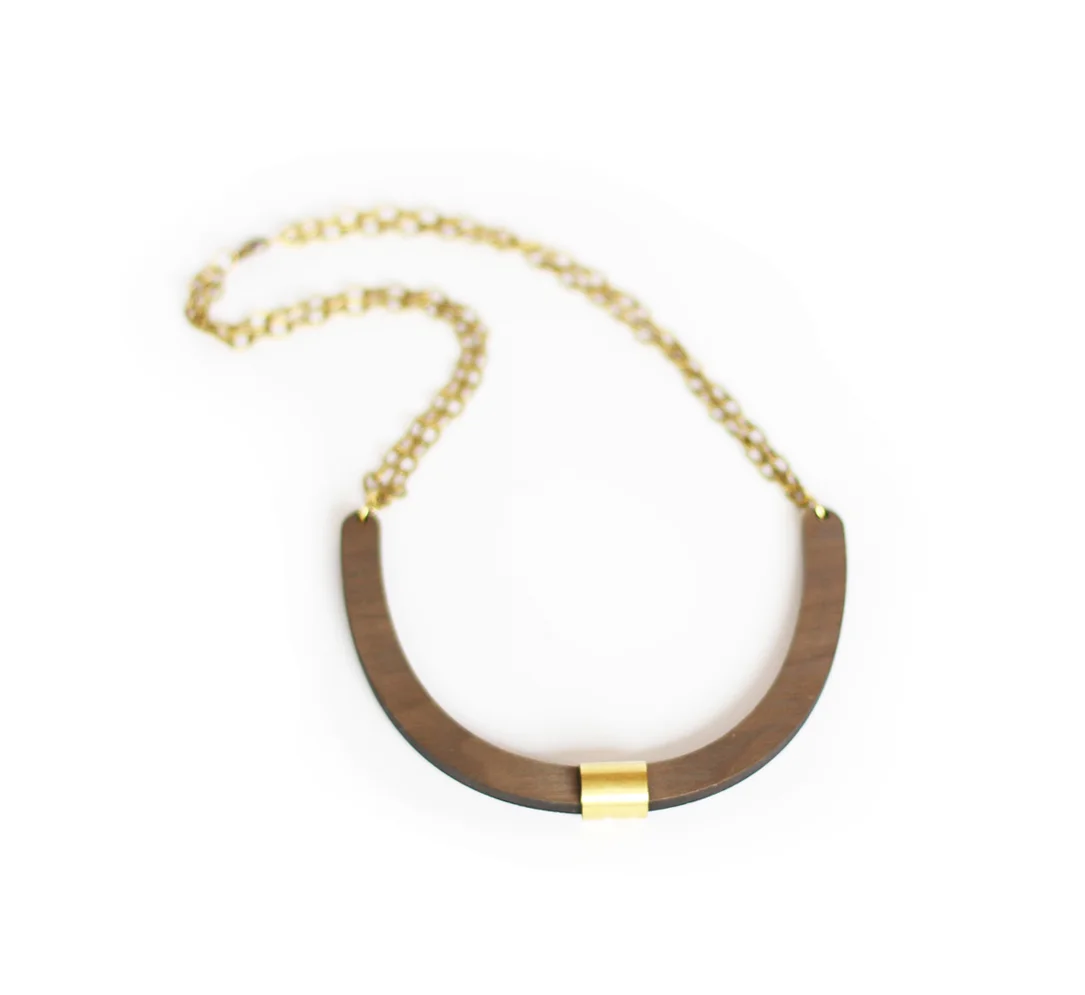 Brass wrap walnut collar