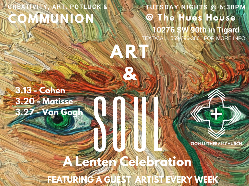 Join us on Tuesday for our next installment of Art & Soul! 