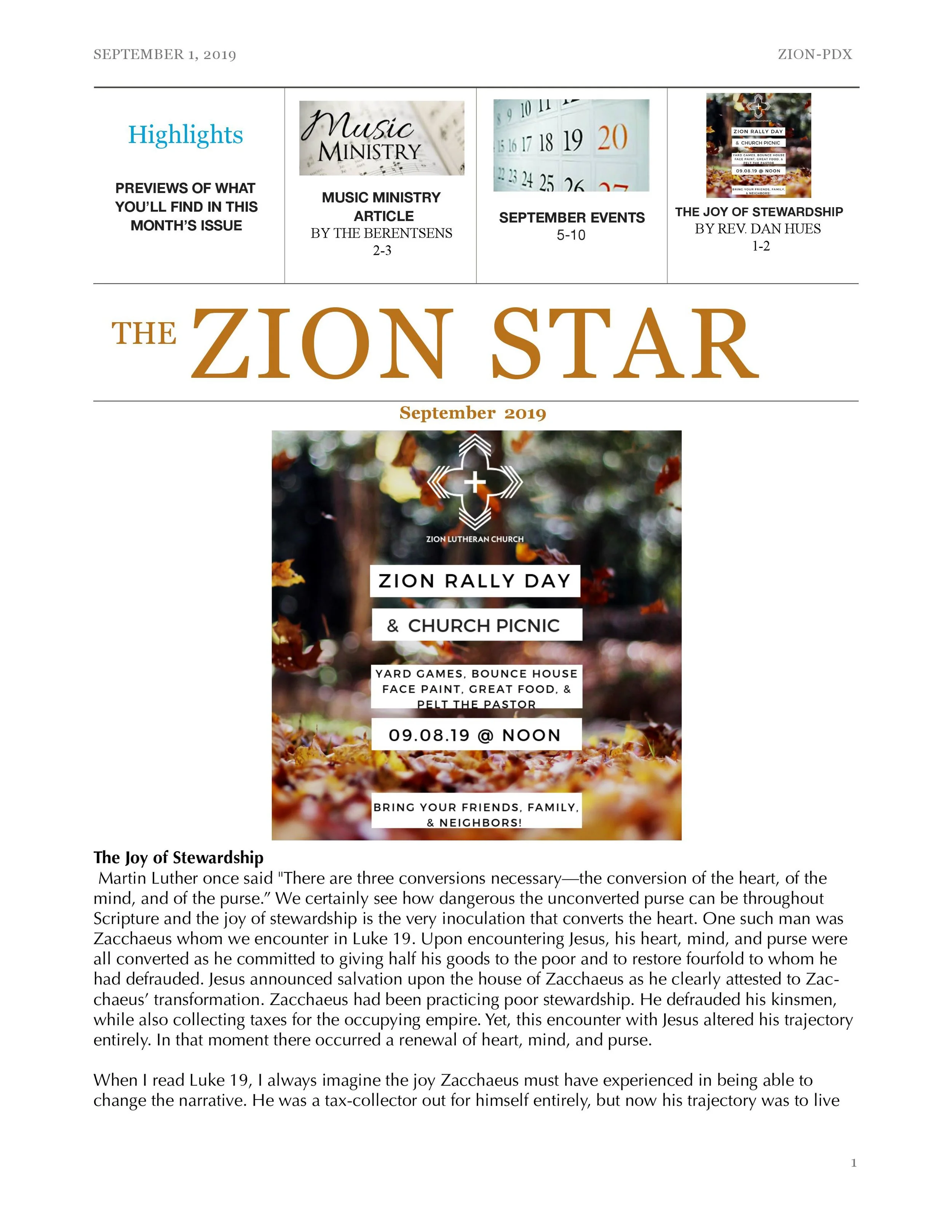 September Star Newsletter 2019 