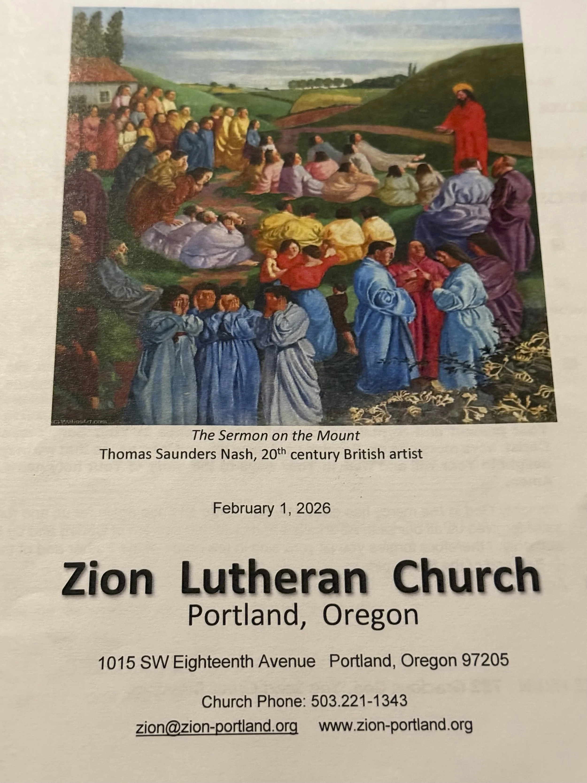Zion Worship Service 02.01.26 The Fourth Sunday of Epiphany 