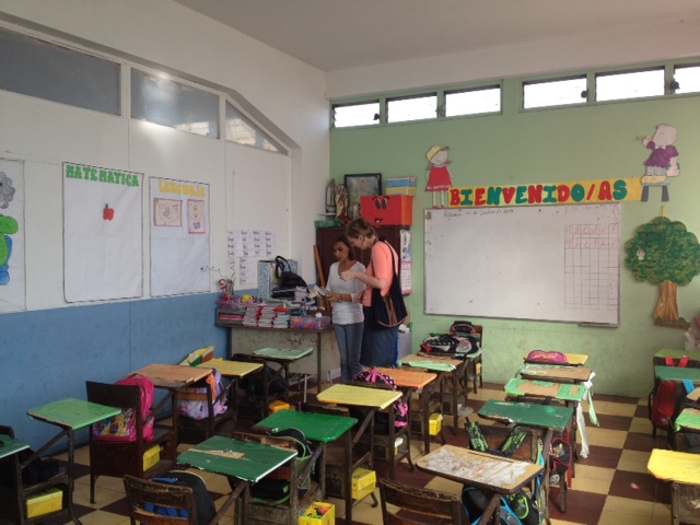  Talking to a teacher with a Save the Children worker in the country near the Honduran border in El Salvador. 