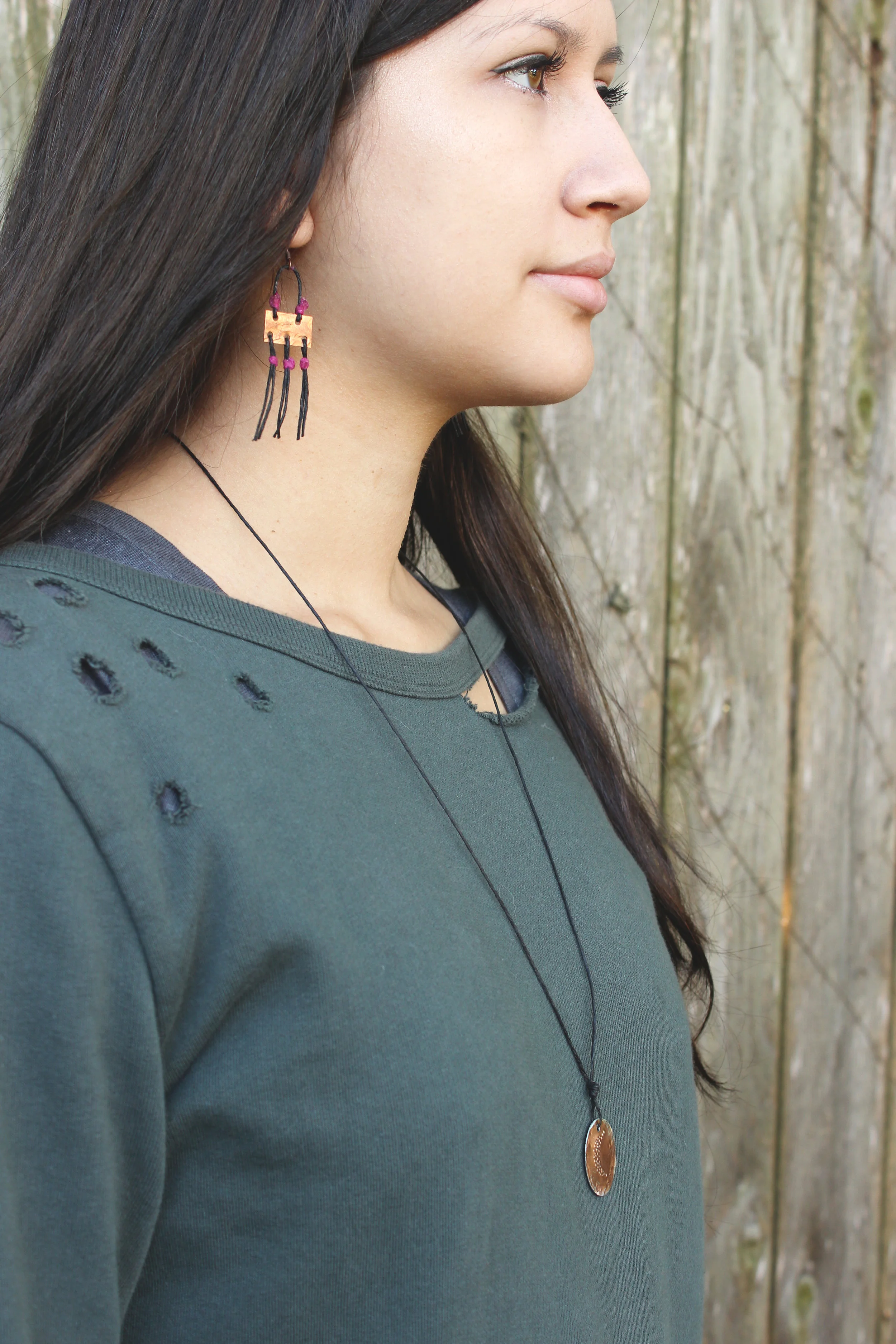 tassel earrings & lucky penny pendent