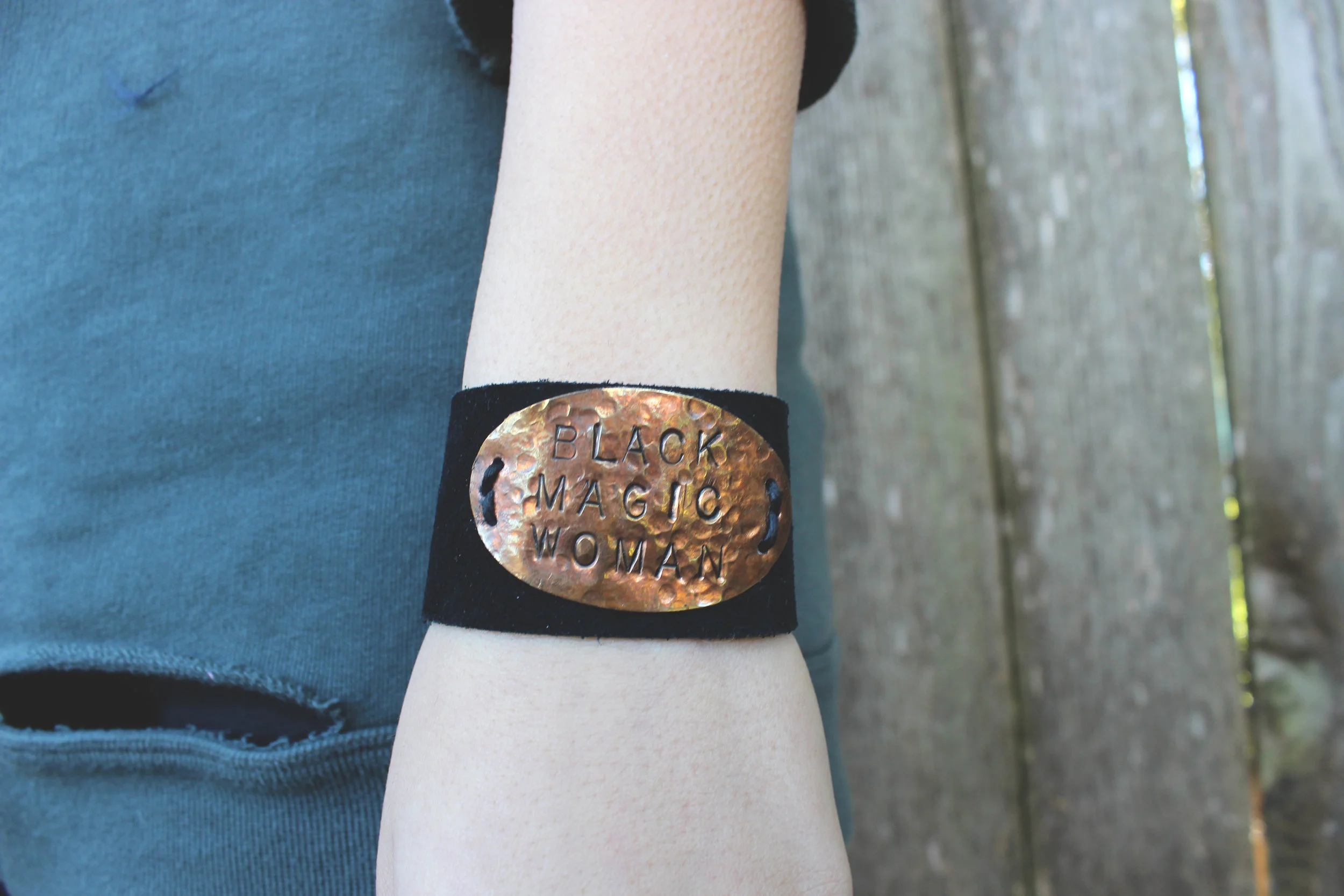 black magic woman leather corset bracelet 