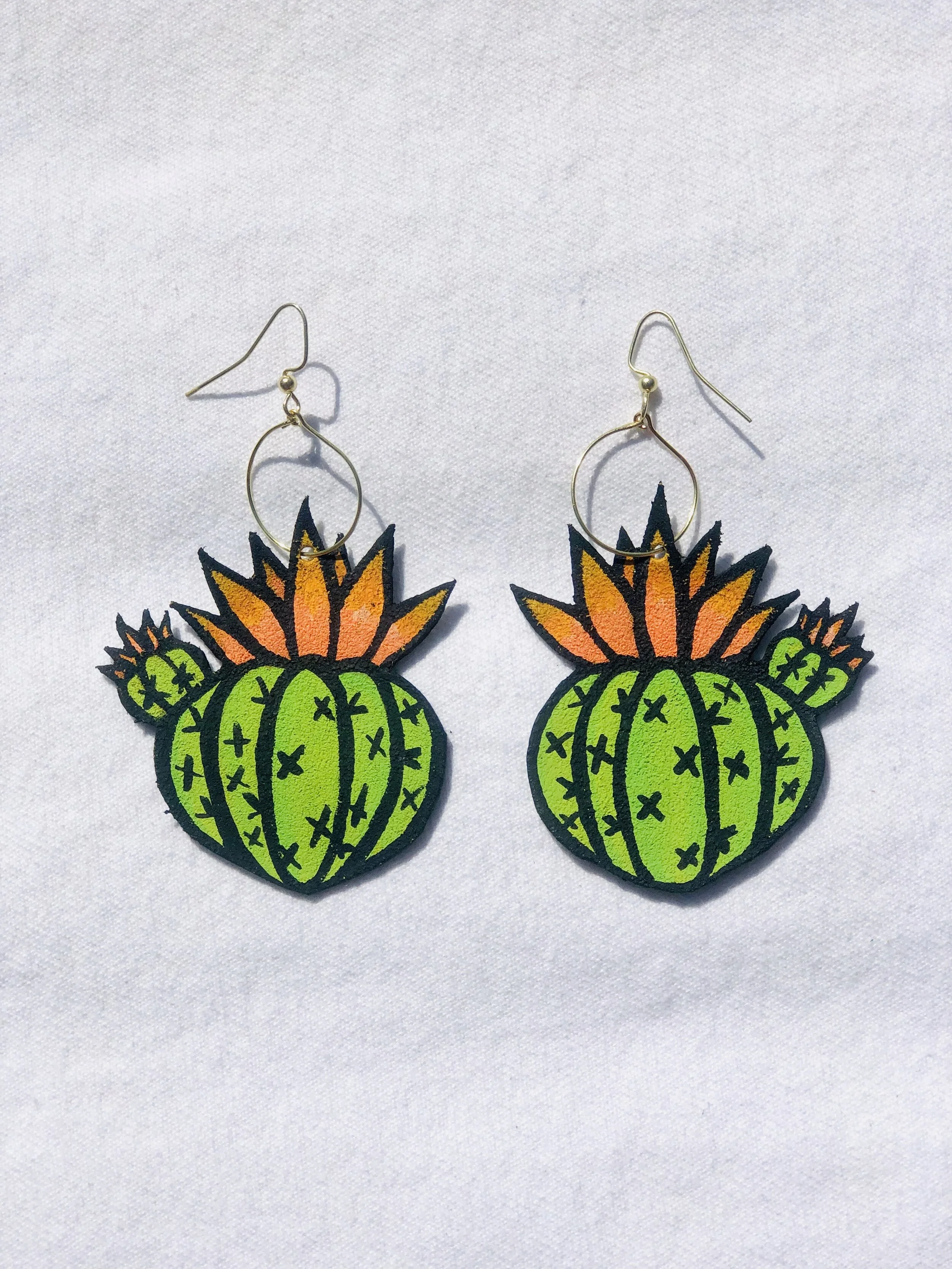 Hand Painted Cacti Earrings 