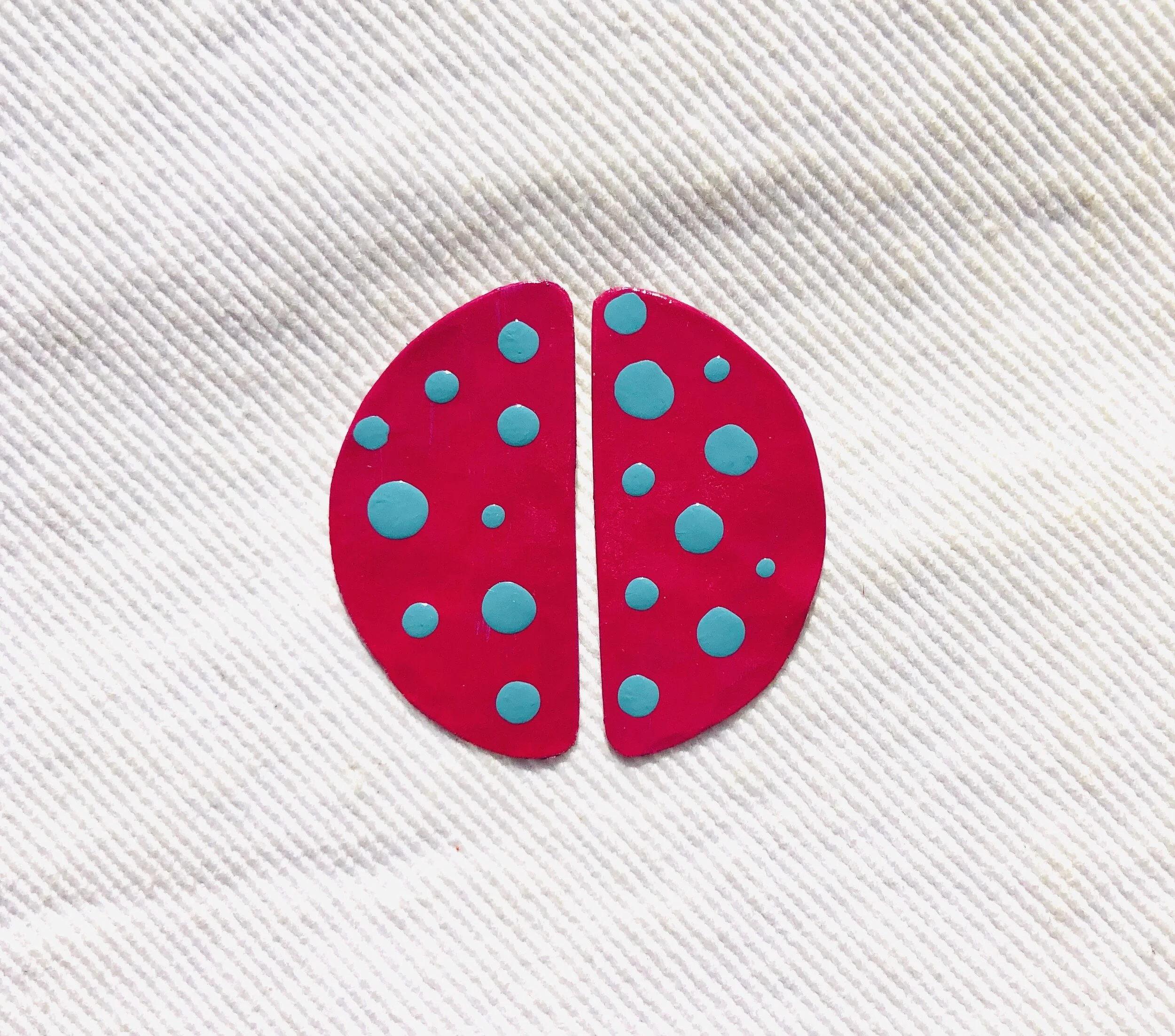 Hot Pink &amp; Blue Polka Dot Earrings 