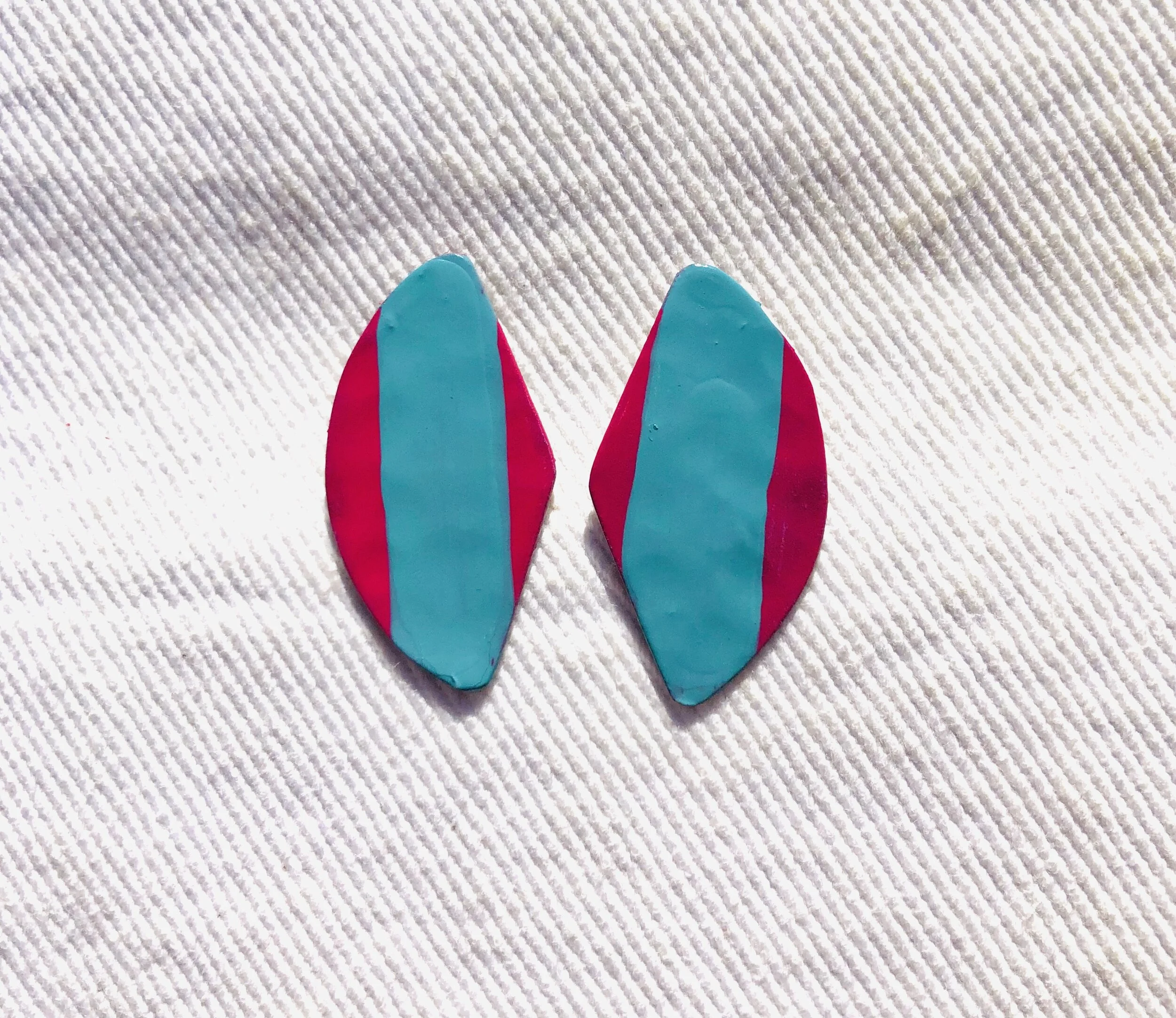 Blue Stripe Copper Earrings 