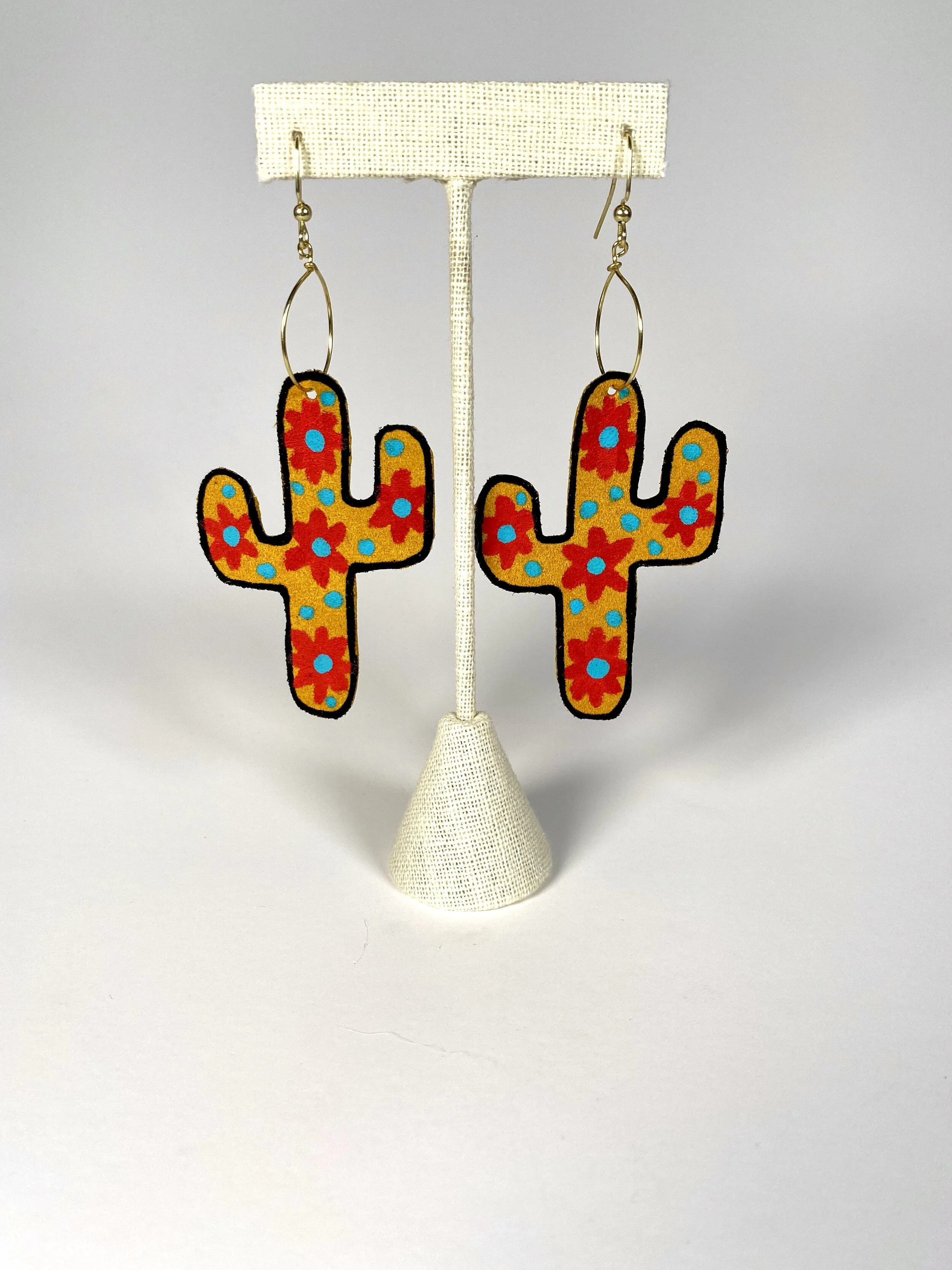 Yellow Flower Cactus Earrings 