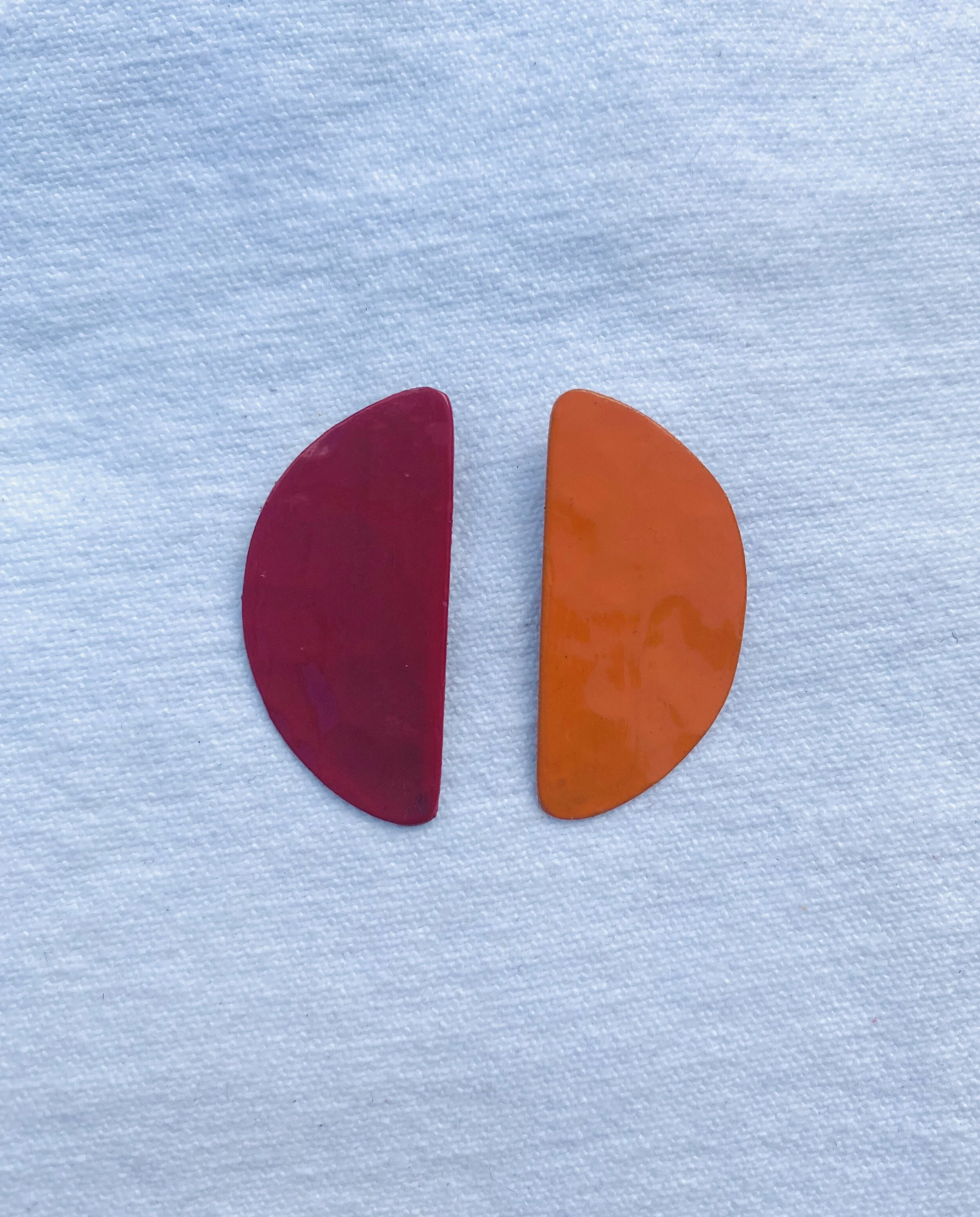 Orange &amp; Red Copper Studs 