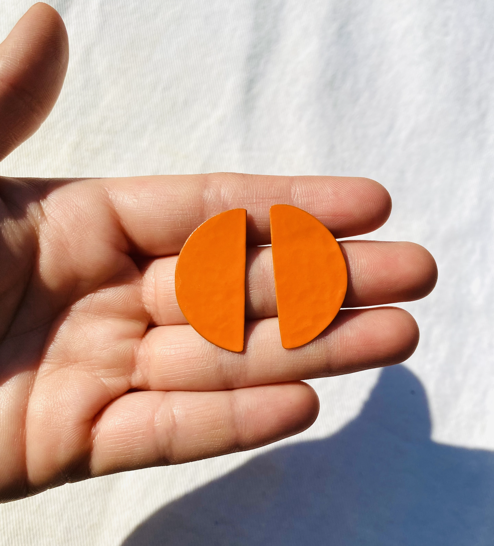 Orange Copper Stud Earrings