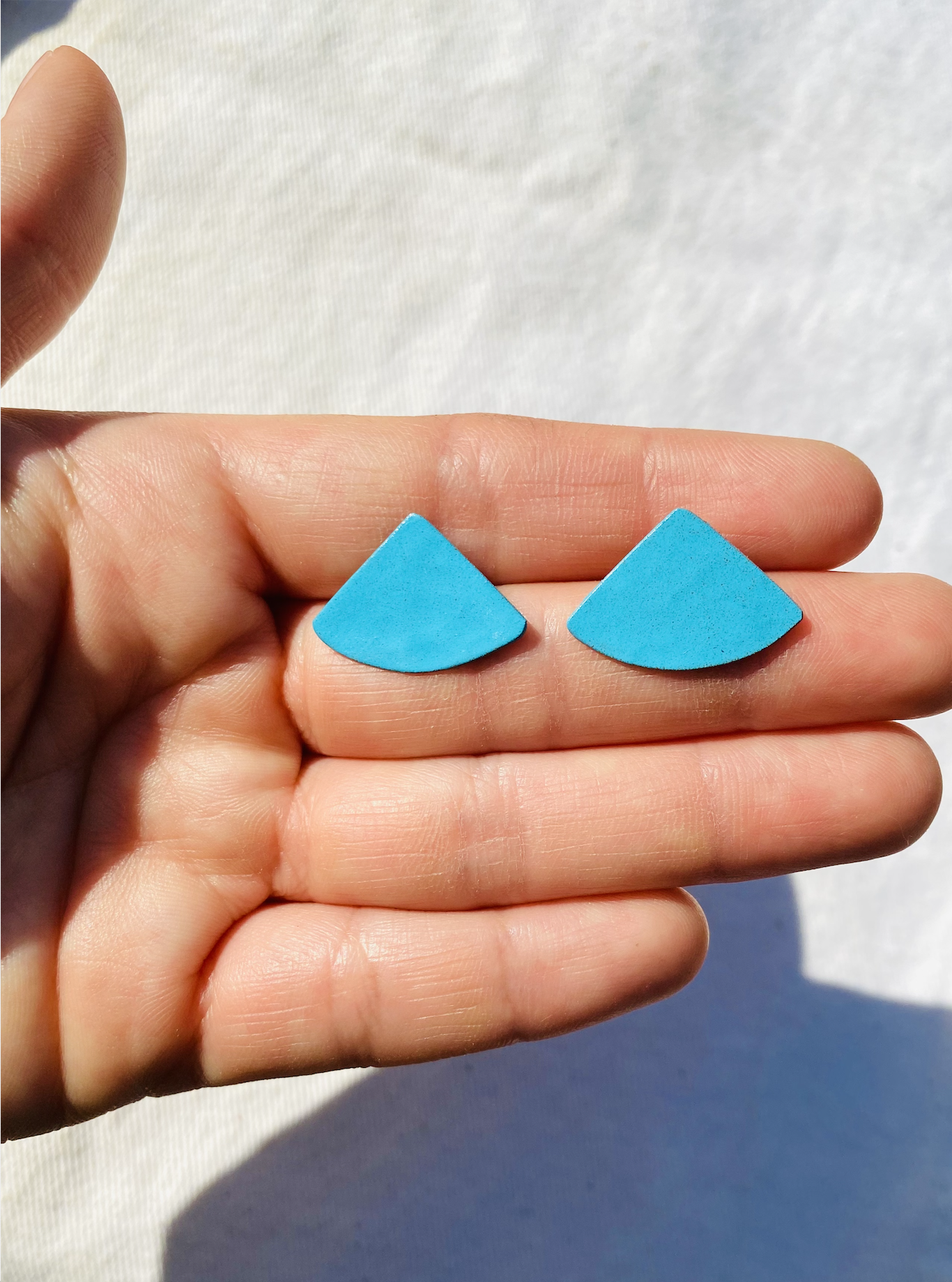 Small Water Blue Copper Stud Earrings