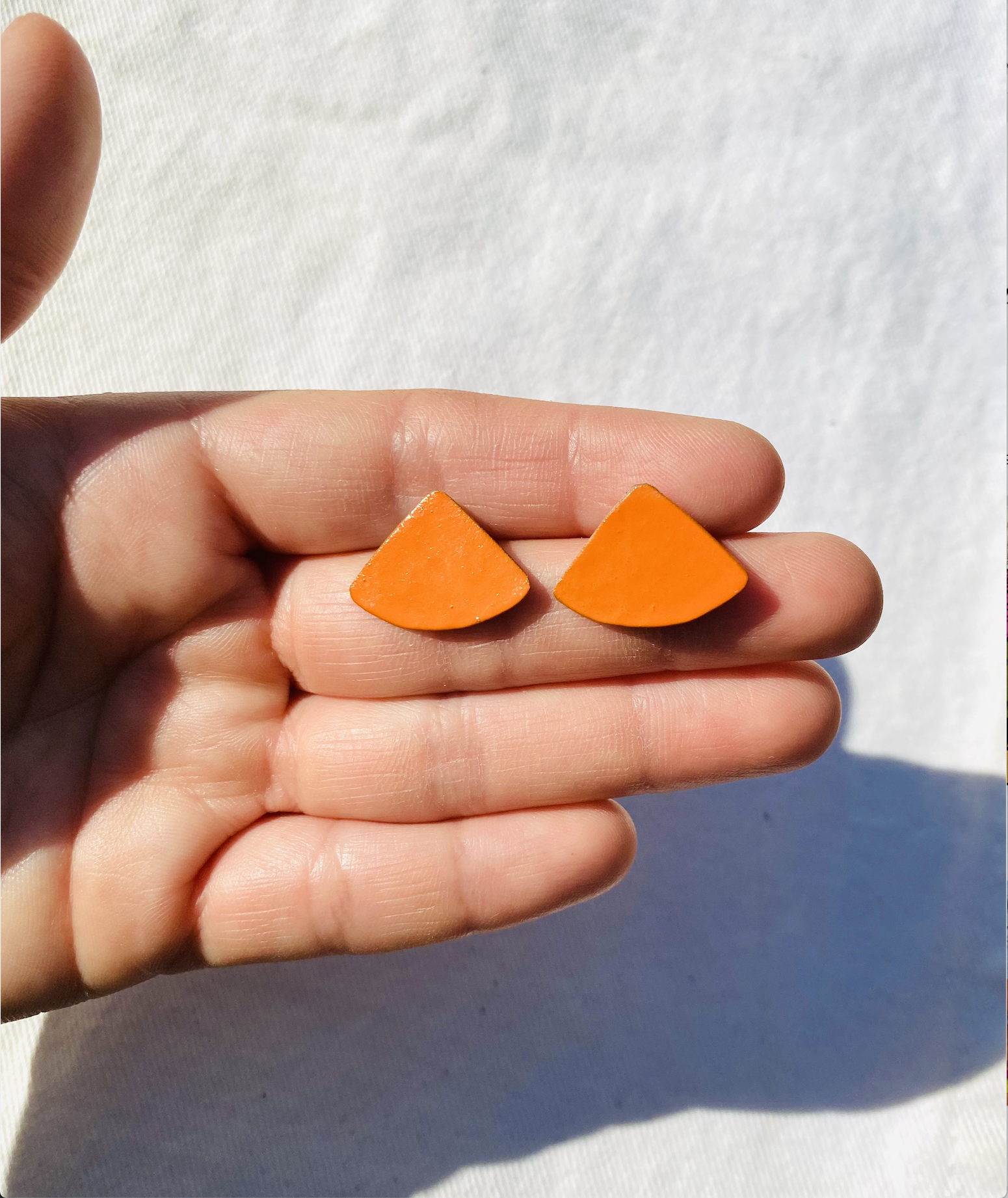 Small Orange Copper Stud Earrings 