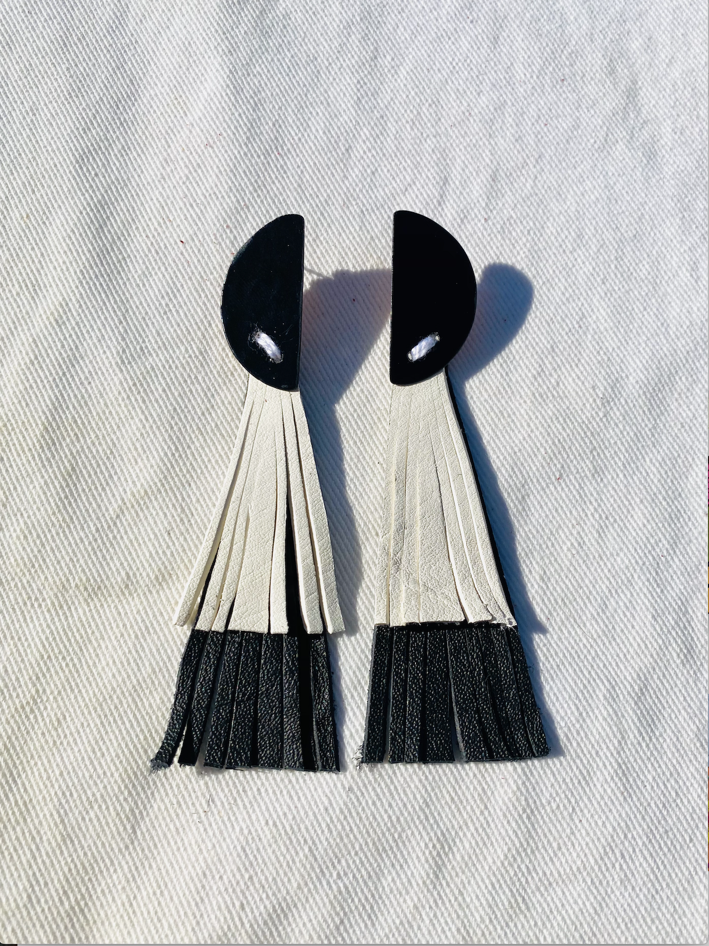 Black and White Copper Fringe Earrings