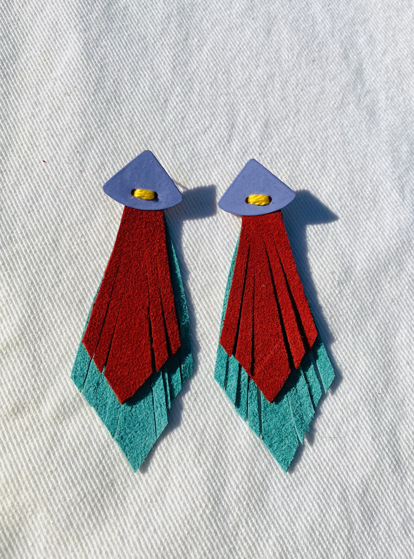 Small Lilac Copper Fringe Earrings