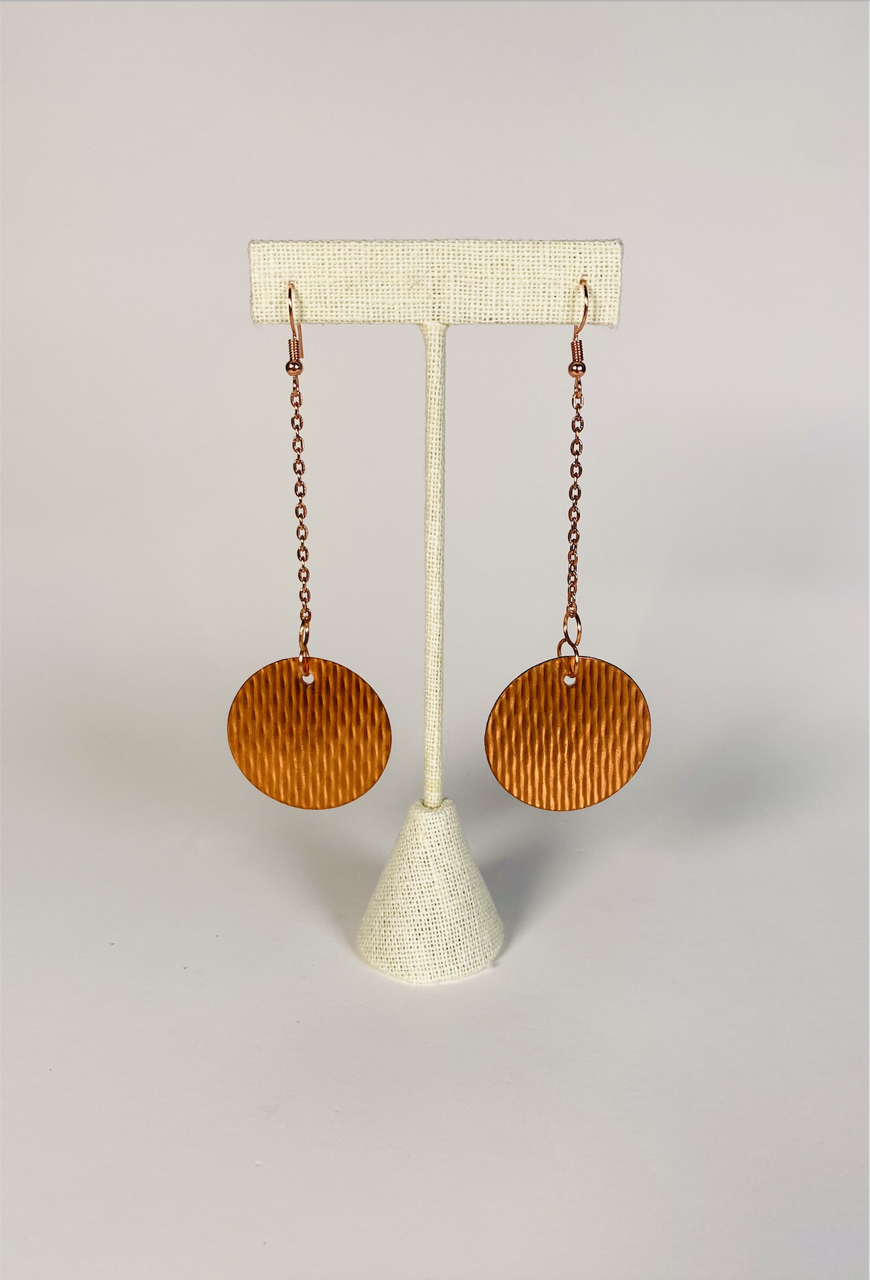 Textured Copper Disco Earrings