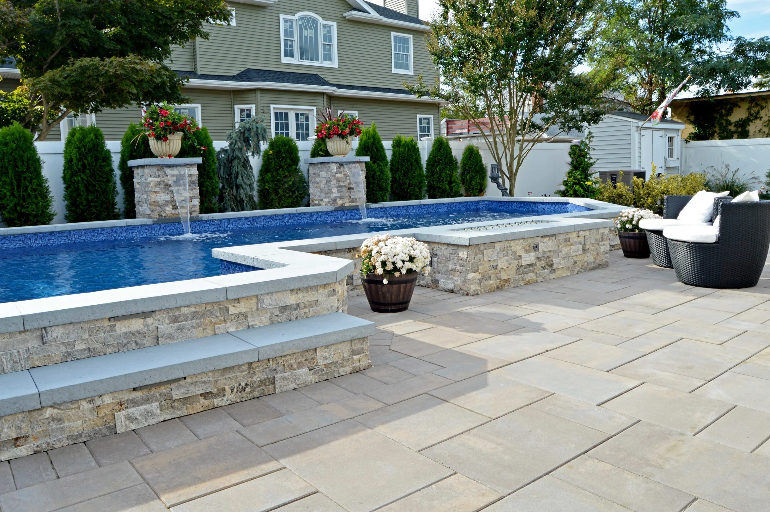 Port Jefferson, NY swimming pool and patio and lawn
