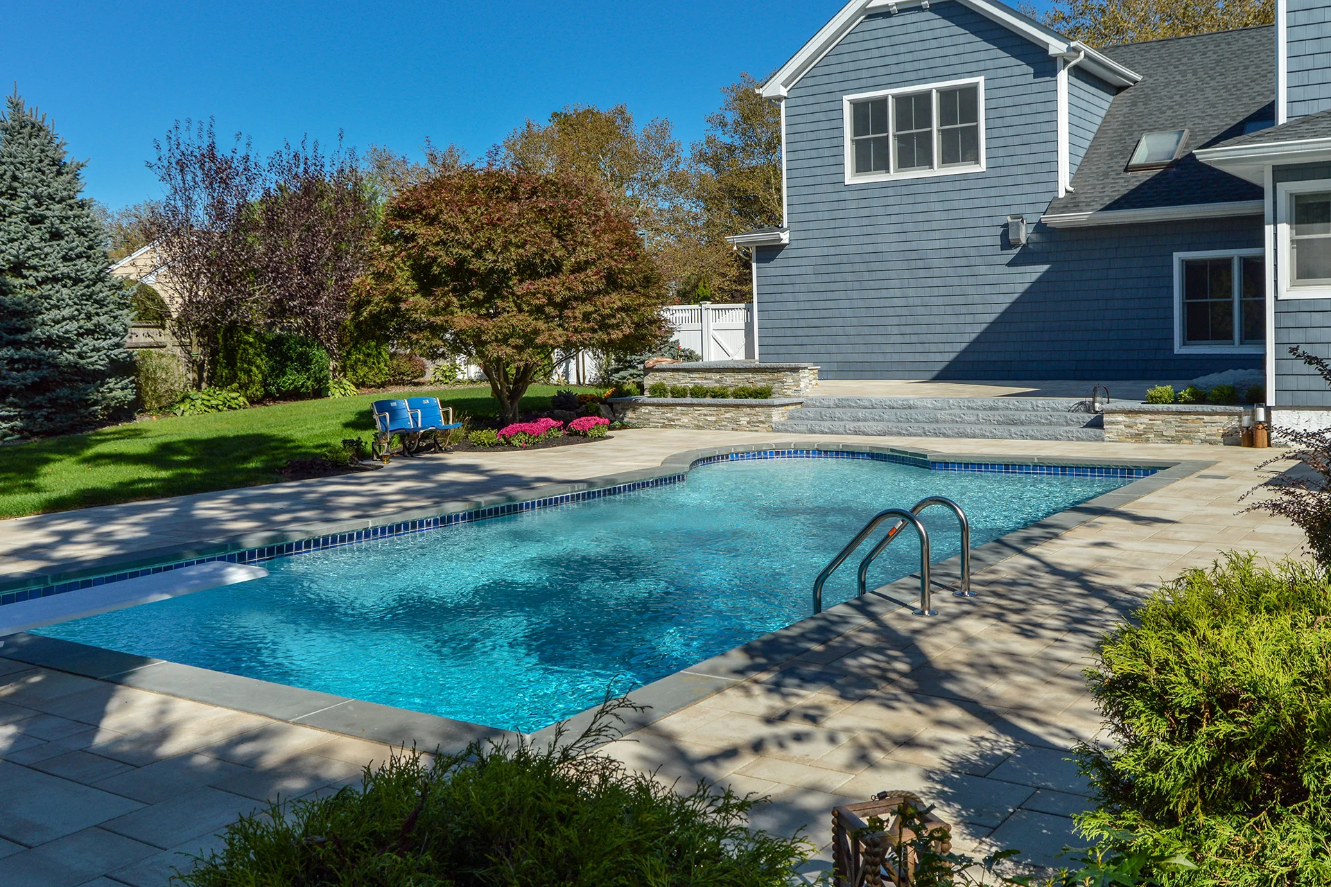 Port Jefferson, NY swimming pool and patio and lawn