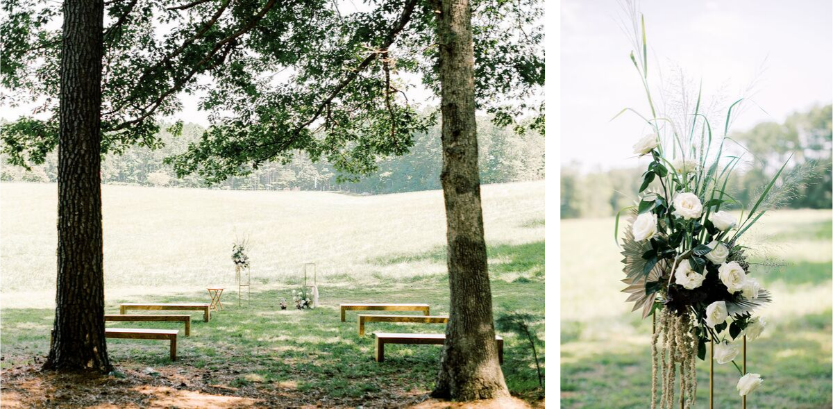 Jordan Maunder Photography | Ceremony Benches by Petal & Oak | Altar Florals by Mood Fleuriste