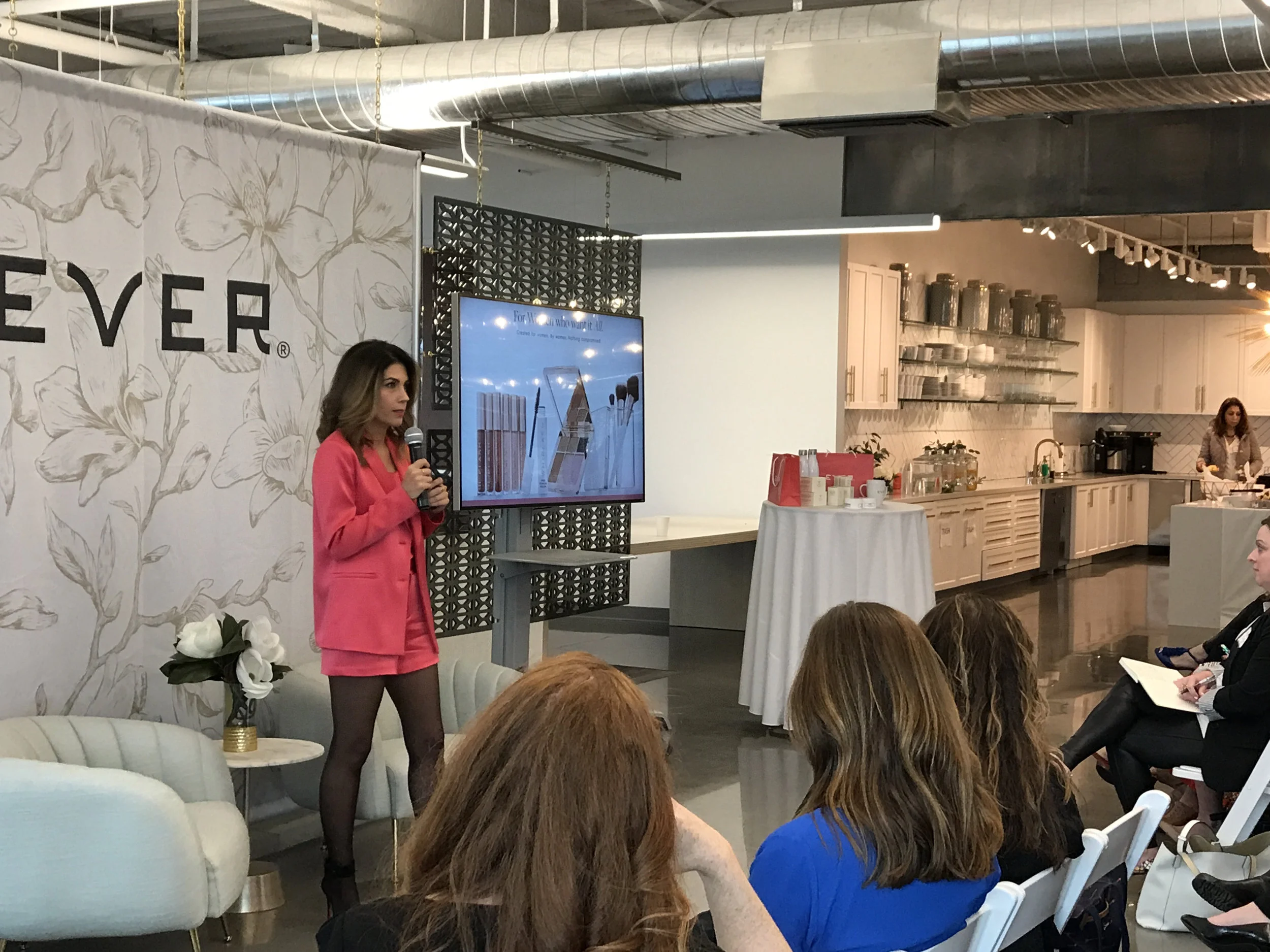 The moment we were all waiting for — our GM Ani gave attendees the first look at EVER Makeup from our San Francisco Home Office (and gave us some serious outfit envy, too)!