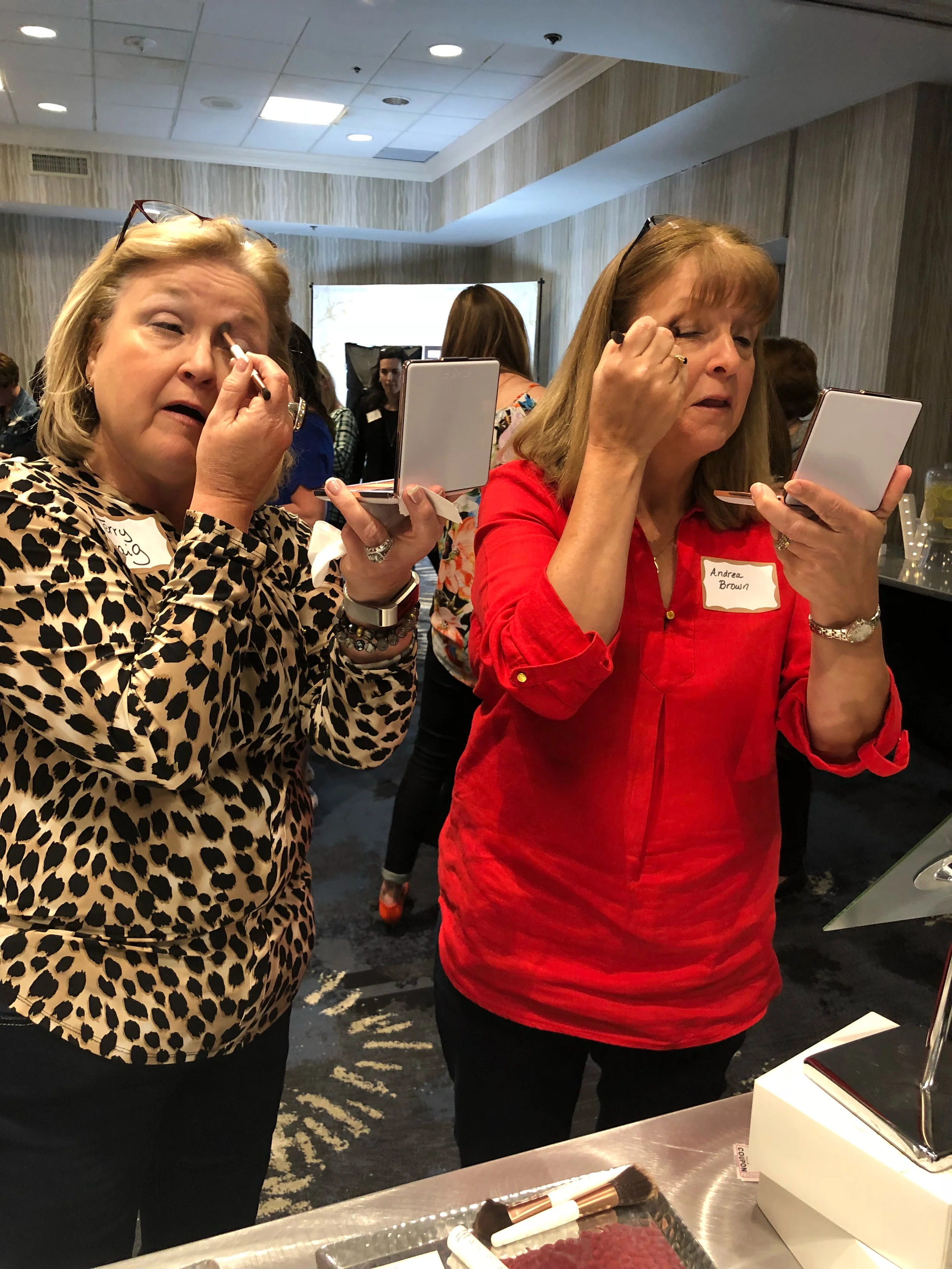 MEGA event attendees were the first to test drive our new products, like the OUT THE DOOR Cheek & Eye Palettes shown here.