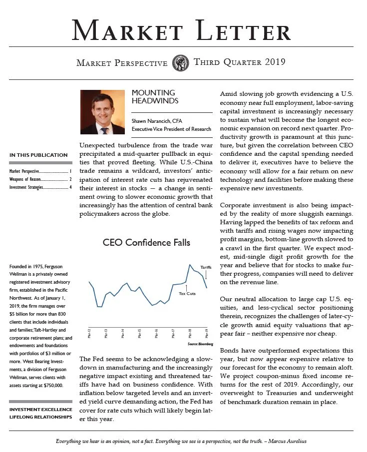 Market Letter Third Quarter 2019: Mounting Headwinds