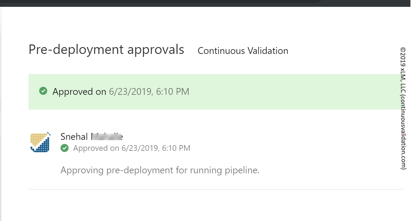 Figure 6: TestOps Pipeline Pre-deployment Approval