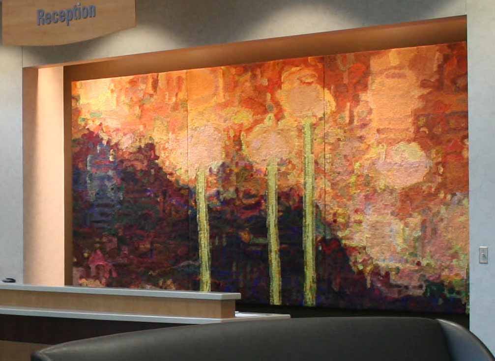 Tapestry Triptych by artist Anne Mcginn, 78" x 177"