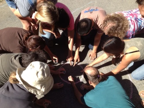 WOLF School naturalists hold an insect race during staff training. They were just as excited, passionate, and competitive as any students we have ever had!