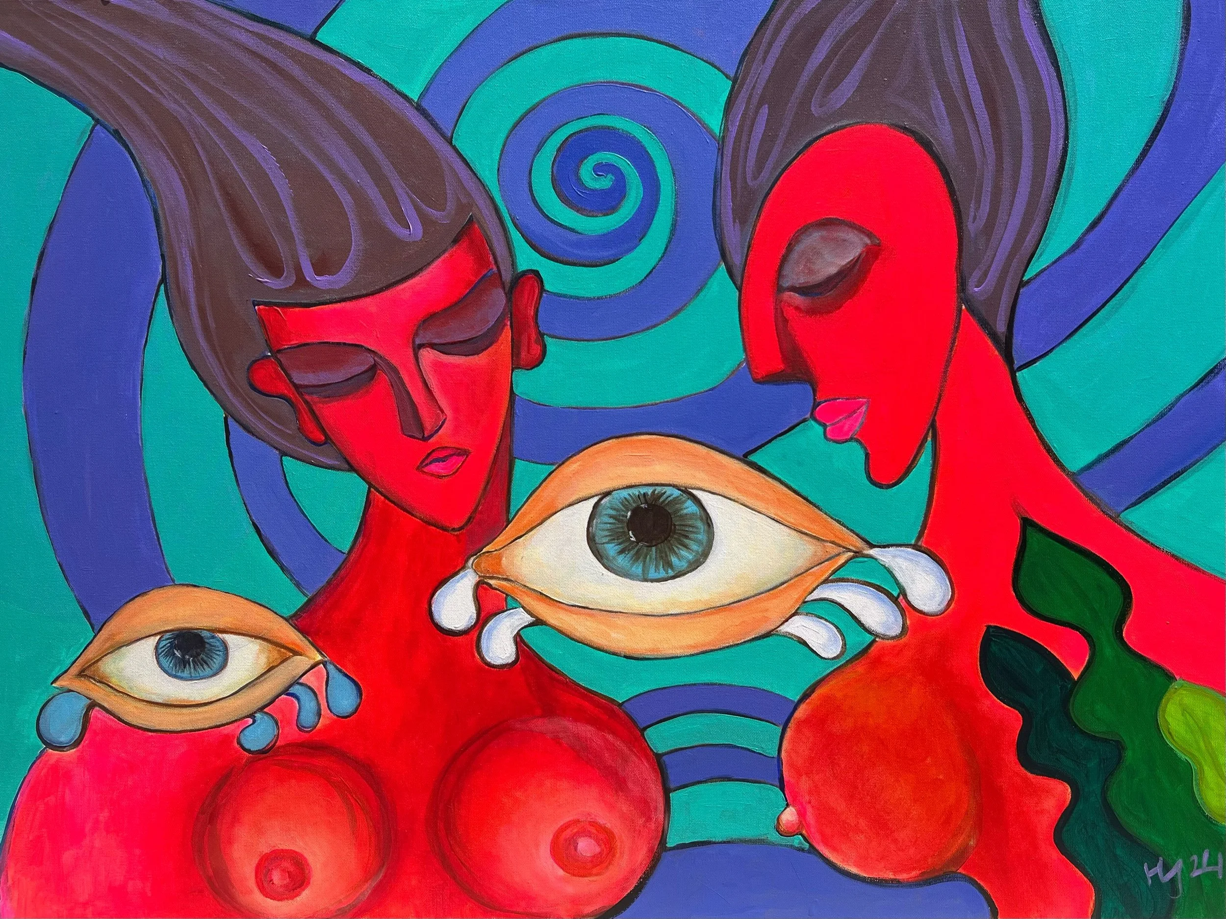 Tears of pinky woman