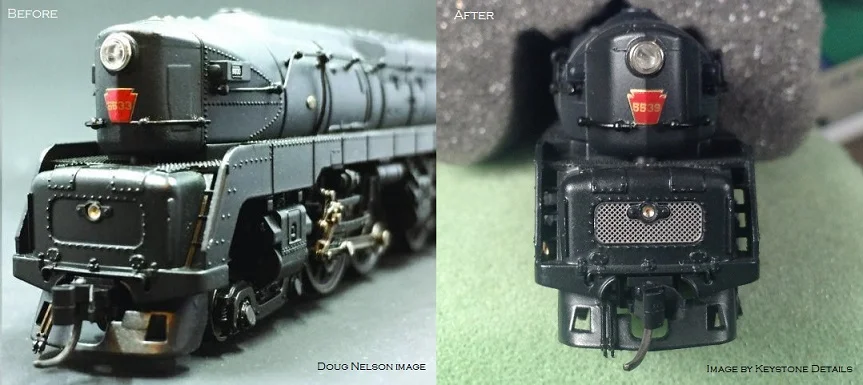 before and after image after adding the Keystone Details grille for the BLI PRR T1 on the nose