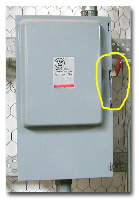 The Main breaker switch will be located in or around the box or meter.