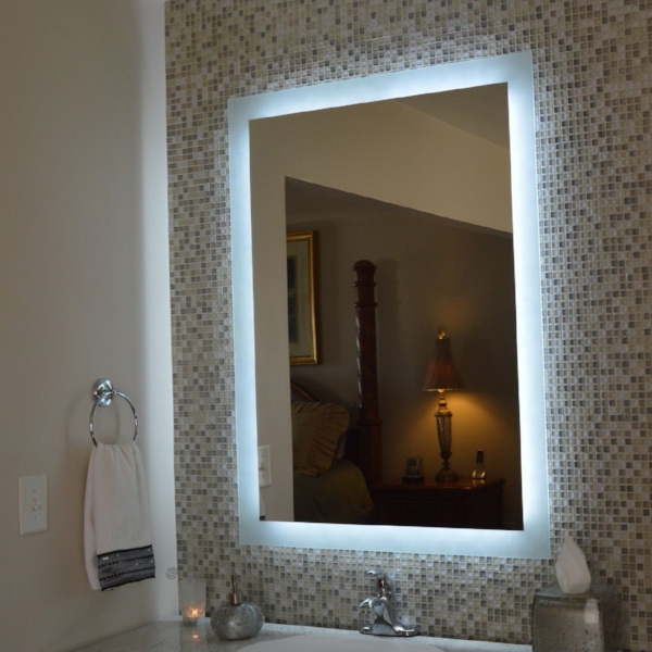 LED lighting around mirror.