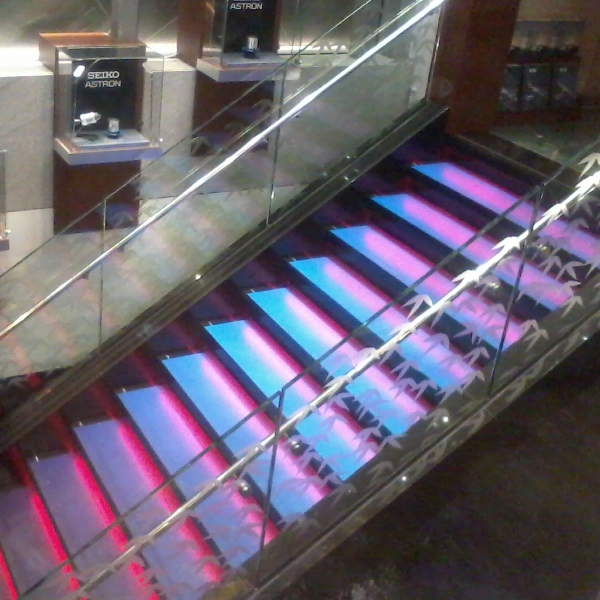 This beautiful stair lighting is elegant and functional.