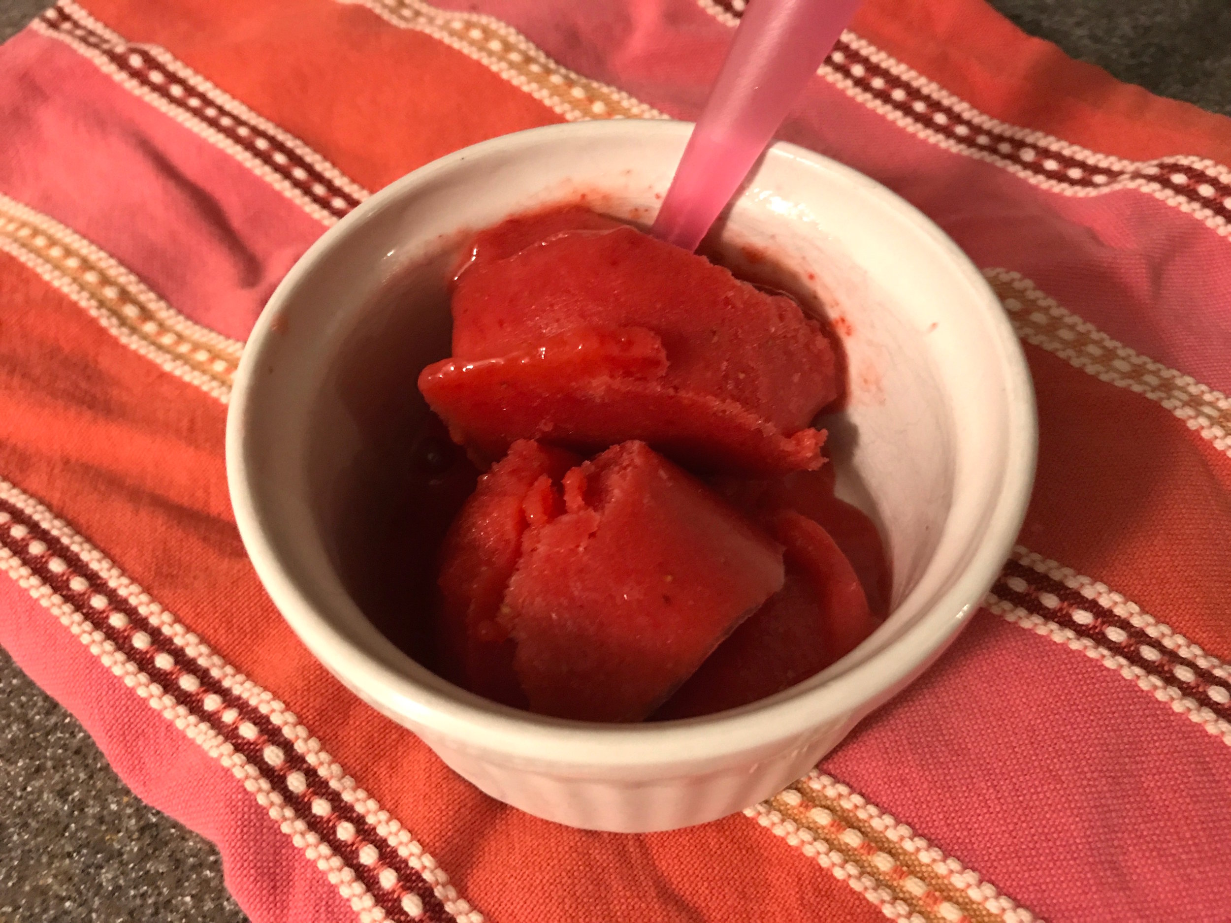 Homemade strawberry sorbet