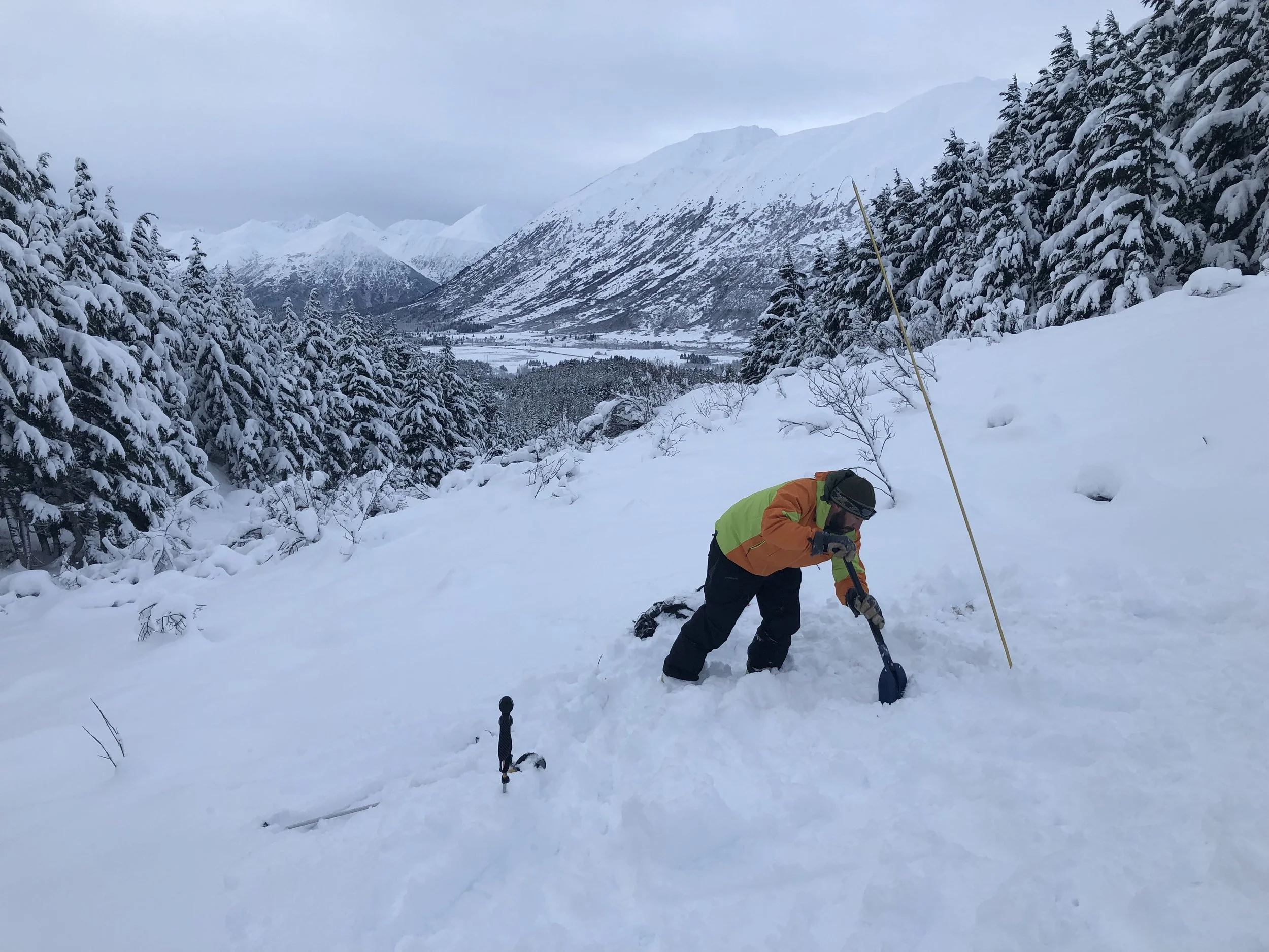 AGC student during rescue practice on the Rec 1 avalanche class