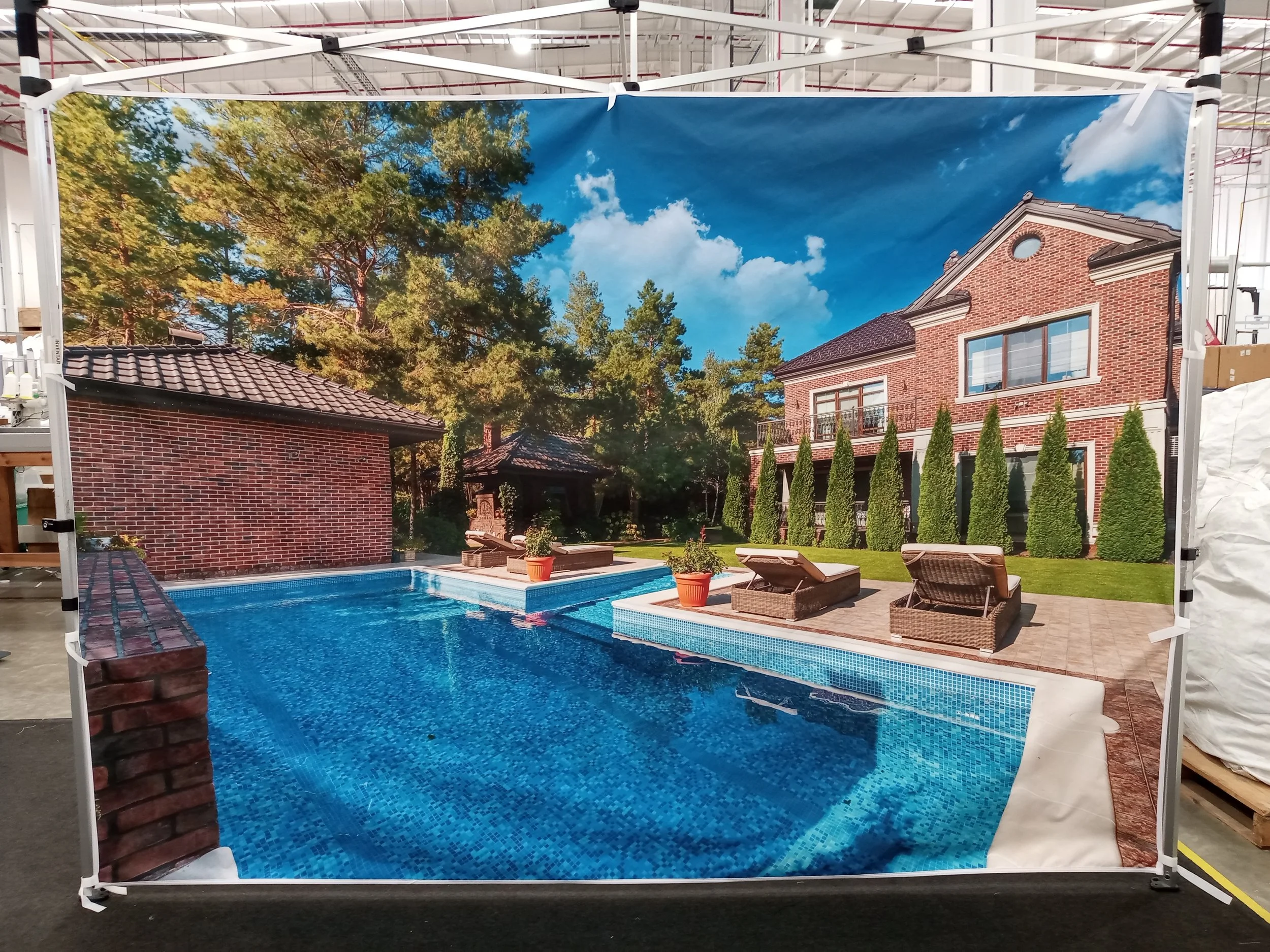Full-color printed backwal for 10x10 event tent