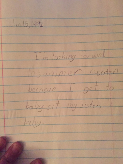 Actual journal entry!