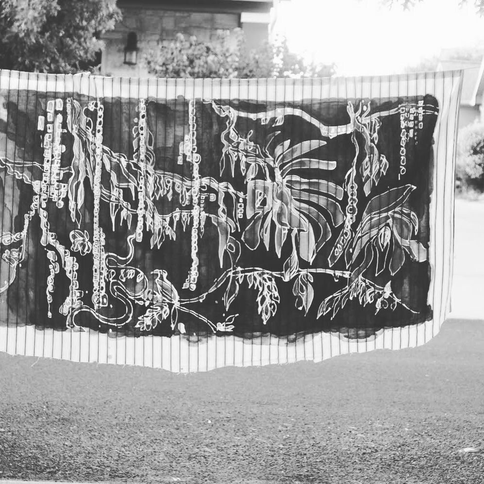 Hanging some new laundry out to dry #domesticlinens #batik #upcycledtextiles