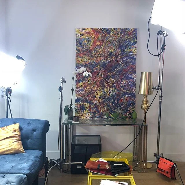 My paint on the movie set for an upcoming short film called White Flags! Thank you Claire DeLiso.  #whiteflagsfilm #abstractart #movieset
